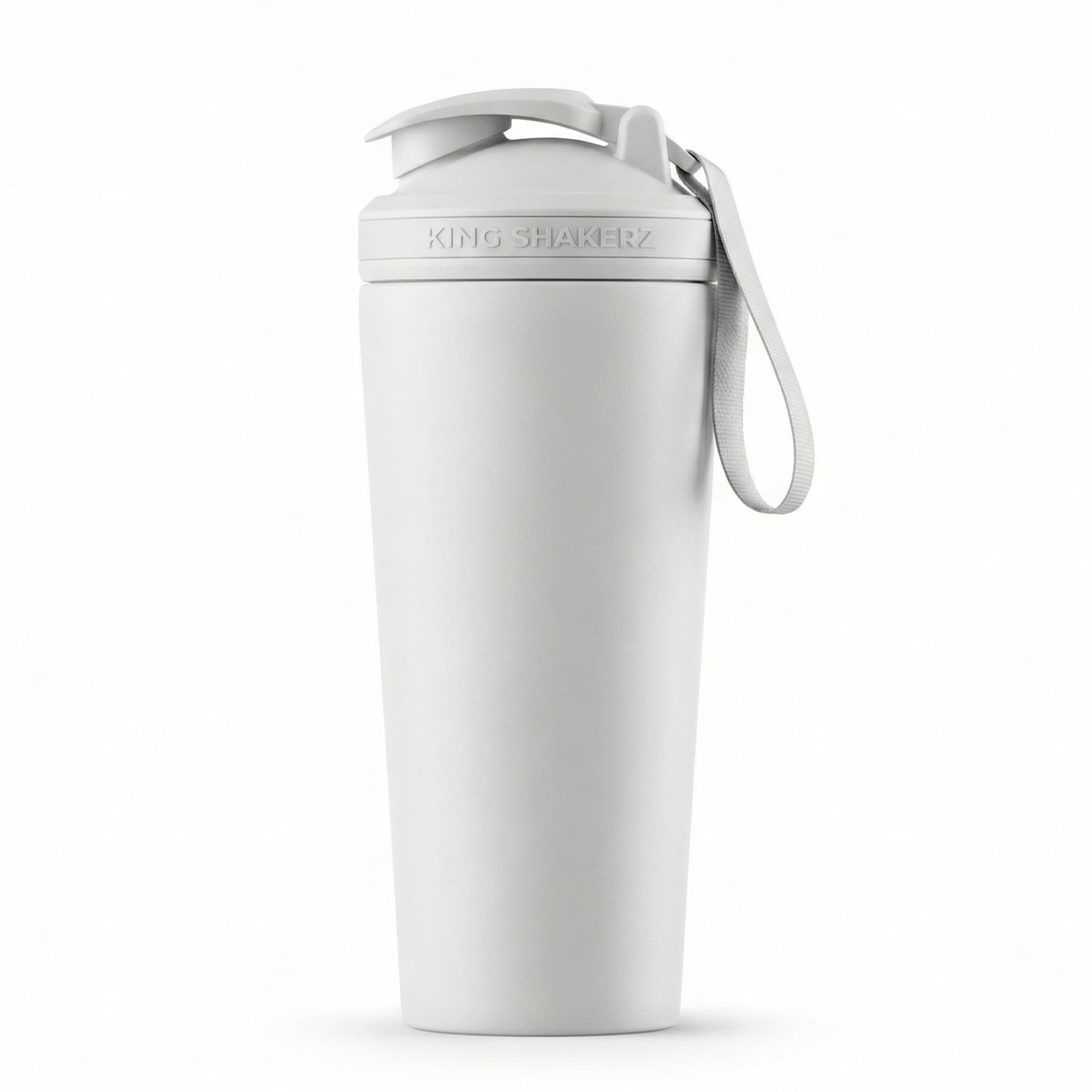 Edelstahl-Shaker V1 weiß mit Logo – UV-Druck & Lasergravur